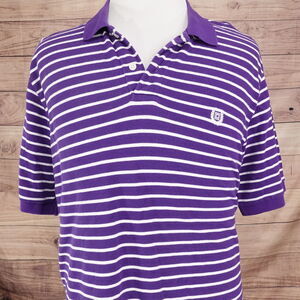 CHAPS SHORT SLEEVE PURPLE WHITE STRIPED POLO SHIRT MENS SIZE XL